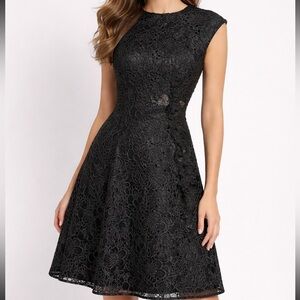 Sachin & Babi Noir Zulyanis Silk Combo Black Floral Lace Embellished Dress